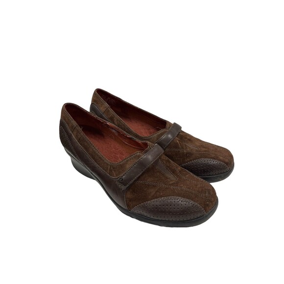 Casual Brown Suede Slip On Low Heel Walking Shoe Privo By Clark’s Size 8 - Picture 1 of 11